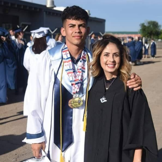 Graduation picture of Hope with her son, Javyn. Courtesy of Steve Notz.