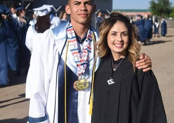 Graduation picture of Hope with her son, Javyn. Courtesy of Steve Notz.